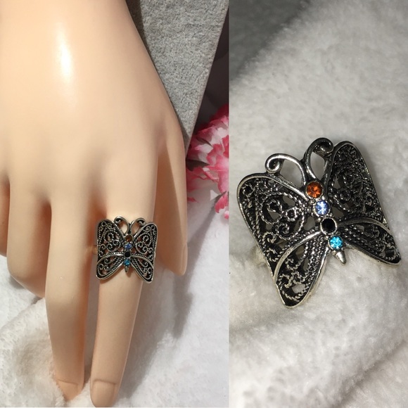 🦋 Cute Handmade Rustic Butterfly Chunky Boho Ring - Picture 3 of 3